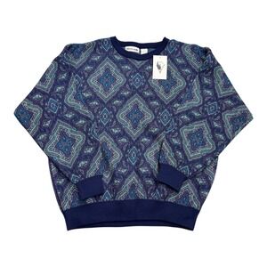 Vintage 90s Pierre Cardin Geometric Multicolor Crewneck Sweater‎ Men's Medium